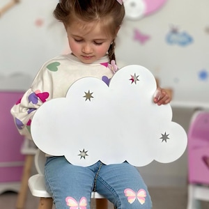 Wooden moon night light, cloud room lamp decor, handmade bedside nightlight, kids custom night light, led cloud light, nursery decor