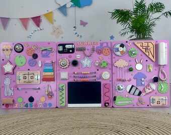 Busy board toddler, montessori sensory play, custom activity game, wooden toy