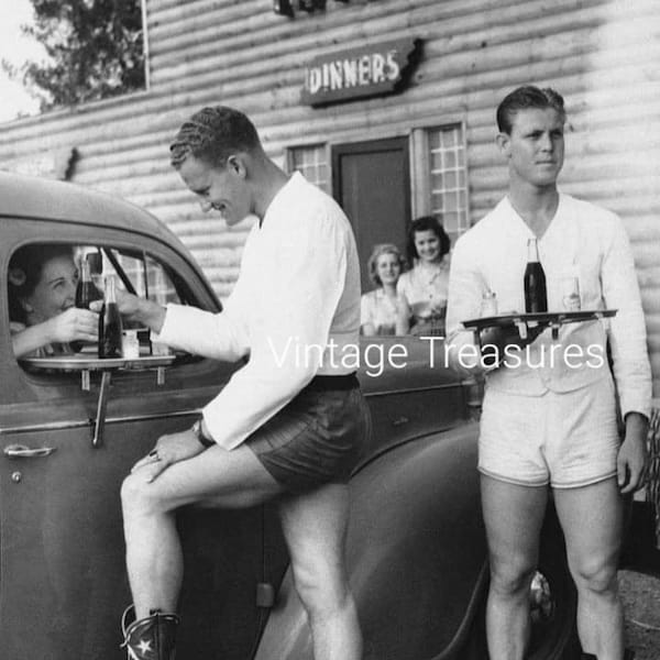 Cheers Ladies! Men Serving Beer at a Drive-through, 1940's
