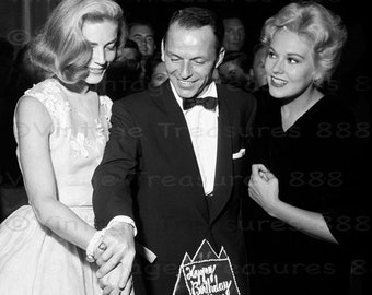 Lauren Bacall, Frank Sinatra, and Kim Novac at the Sands Hotel in Las Vegas, 1956