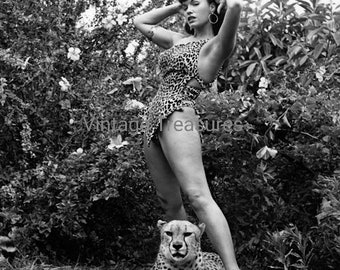 Jungle Girl Bettie Page with Cheetahs