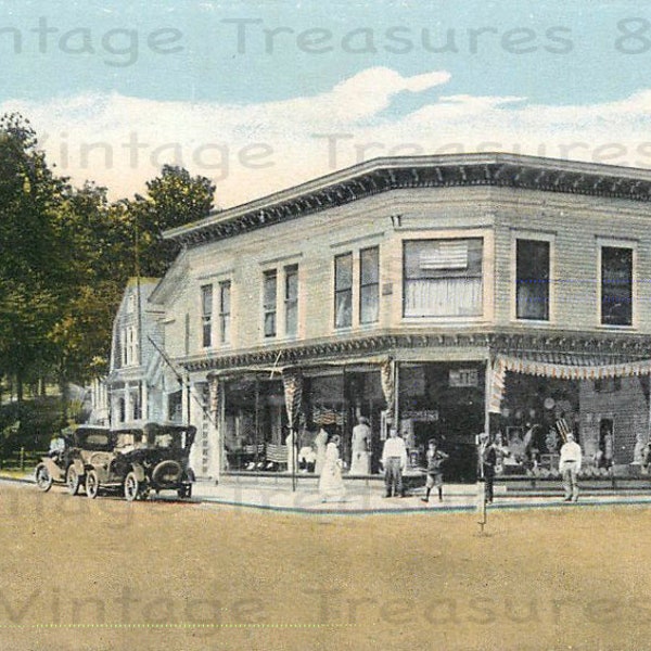 Historic photo of River and Main Streets in Stamford NY, early in the 20th Century