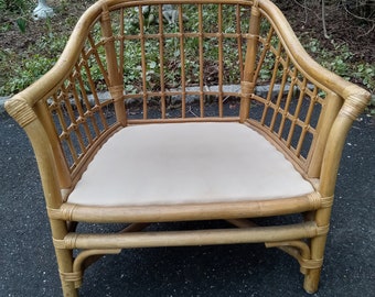 Vintage bamboe/rotan loungestoel