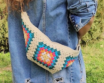 Crochet bag,knitted bag,crochet waist bag, crochet shoulder bag, colorful crochet bag, bag, hand knitted bag