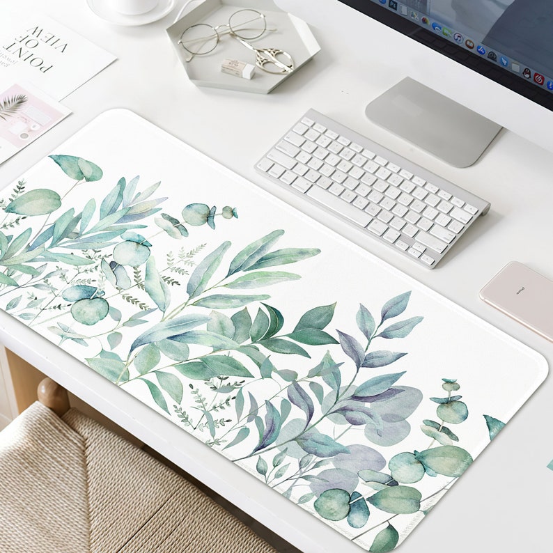 Botanical Plant Desk Mat Green Leaf Extended Gaming Mouse Pad - Etsy