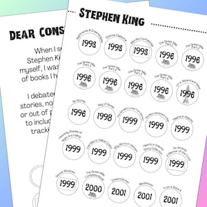 Reading Journal, Checklist, Stephen King, Horror, Insert, Printable, A5, Coloring, Digital Tracker, Book lover, Reader
