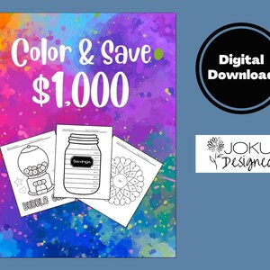 Color & Save 1,000 Money Saving Challenge Tracker Instant Download Printable
