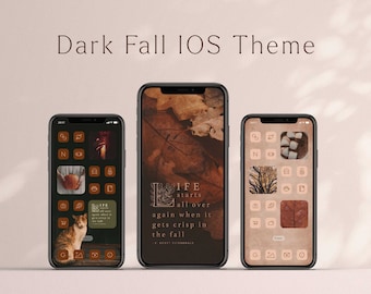 Cottage witch: cozy dark fall iphone app icons, witchy dark academia spooky season iOS theme pack Widgetsmith theme bundle wallpaper widgets