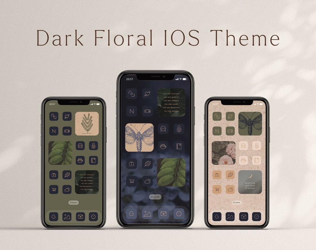 Maximalist Botanical iPhone App Icon Pack Dark Academia Ios Theme Pack