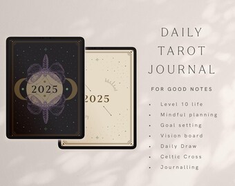 2025 Mindulness wellbeing i dziennik tarota dla goodnotes na iPada, cyfrowy dziennik tarota i kart wyroczni, nowoczesny dziennik czarownic