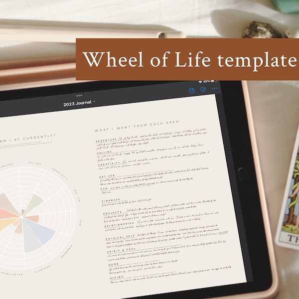 Level 10 Life Wheel template for bullet journal, bujo, journal, digital planner, personal growth, life goals,