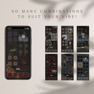 mockups showing examples of variations of the themes - how icons, images and wallpapers can be combined to create a unique phone theme customization