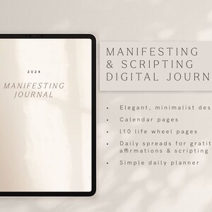 Minimalist Manifesting & scripting digital journal for goodnotes. Manifestation diary 2024, Digital manifesting journal, law of attraction