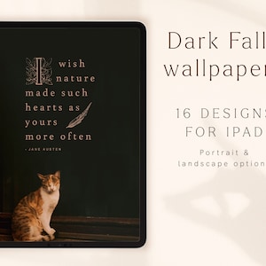 Maximalist cozy dark fall Ipad wallpaper pack witchy dark academia aesthetic