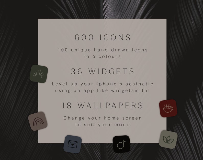 the contents of this phone theme pack includes: 600 icons, 25 widgets, 18 wallpapers to mix n match to create your own custom phone theme