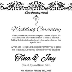 Indian (Hindu) Wedding Ceremony Invitation Template, Instant Download, 5x7