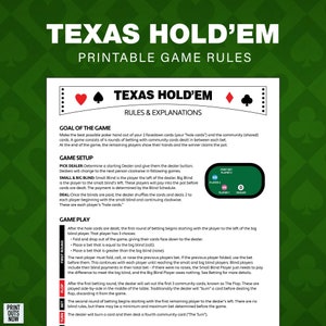 Règles imprimables du poker Texas Hold'em - Instructions faciles pour tous les niveaux de joueur ! - Imprimez à la maison