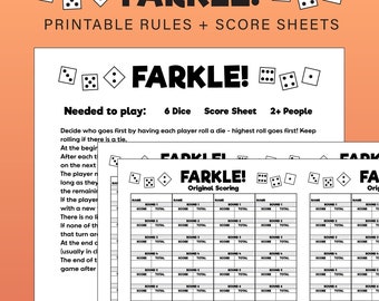 FARKLE Printable Rules & Scoresheets - Print as Many as you Need! - Easy print at home download