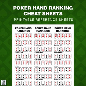 Poker Hand Ranking Cheat Sheet Print Out Instant Download for Texas ...