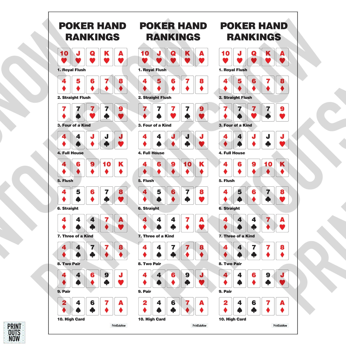 Poker Hand Ranking Cheat Sheet Print Out Instant Download Etsy Poker Hand Ranking Cheat Sheet Print Out Instant Download Etsy
