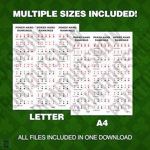 Poker Hand Ranking Cheat Sheet Print Out - Instant Download - for Texas ...