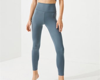 High Waisted Gray Leggings, Stretchy Tummy Control Pants for Workout Yoga Running
