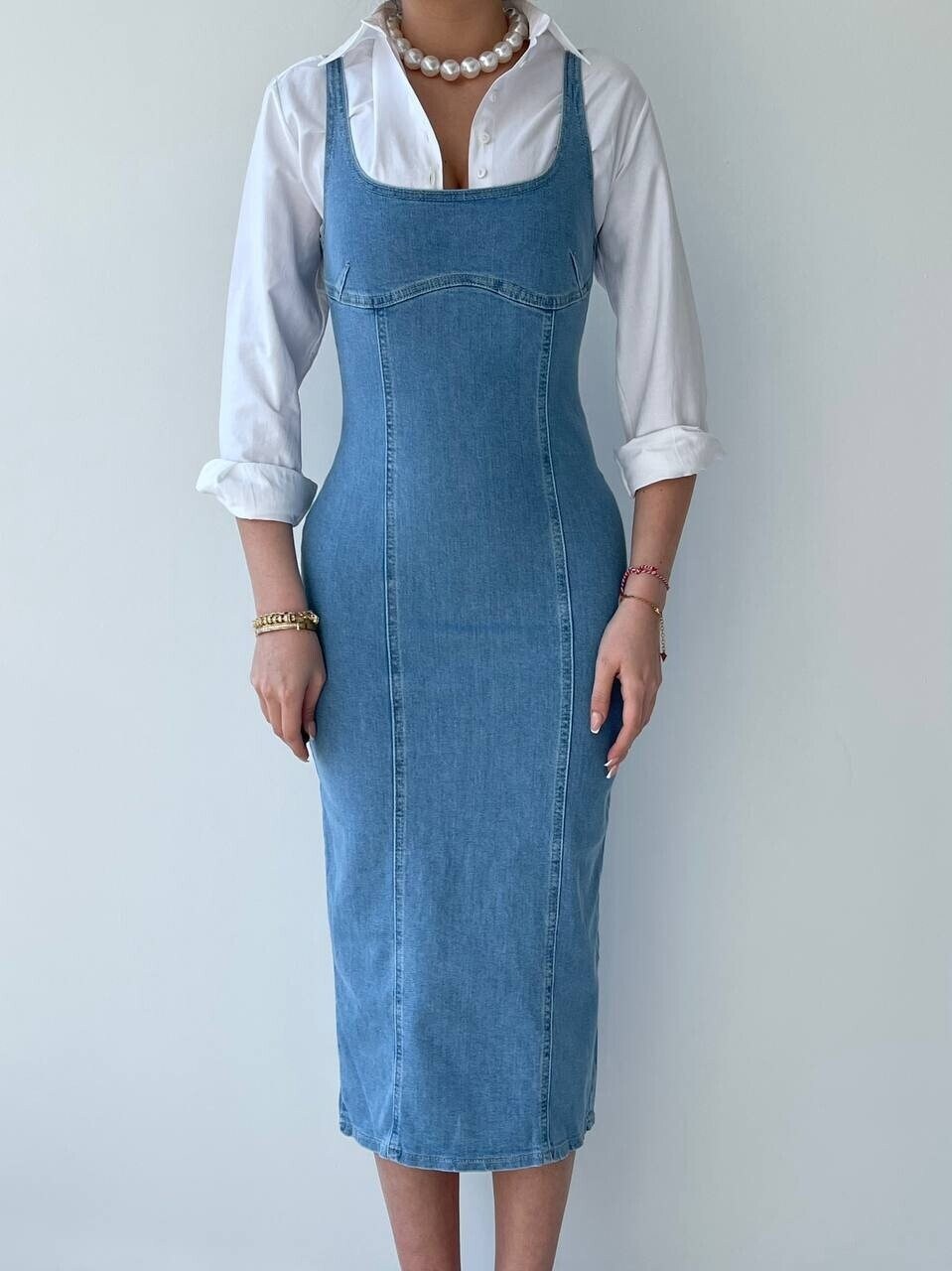 【&lovehelloさま専用】Blue DenimApron Dress fleur du mal Denim Shirt Dress in Acid Blue Denim | REVOLVE