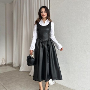 etsy leather dress Leather Maxi Dress