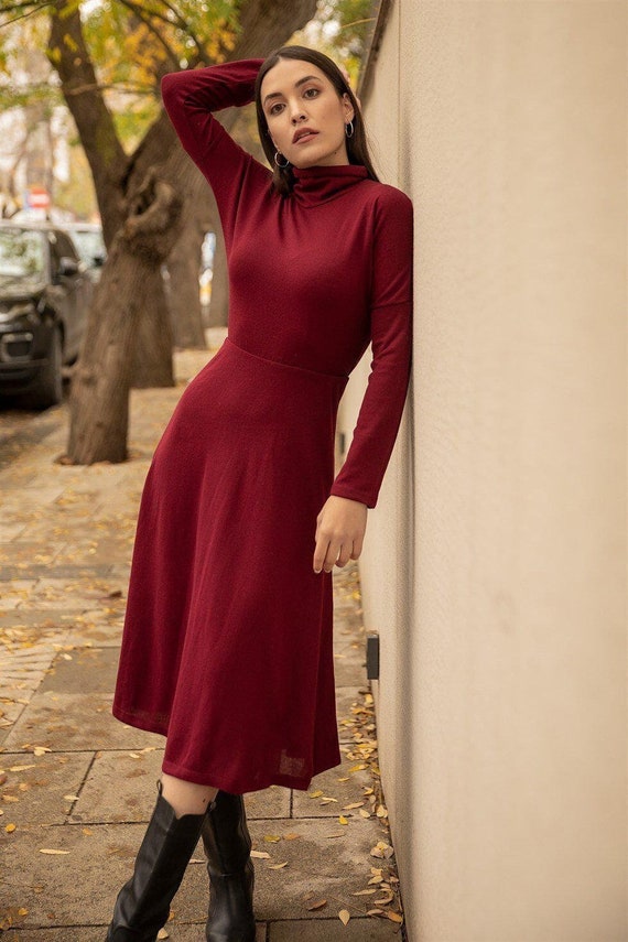 Pleated skirt sweater dress hot sale