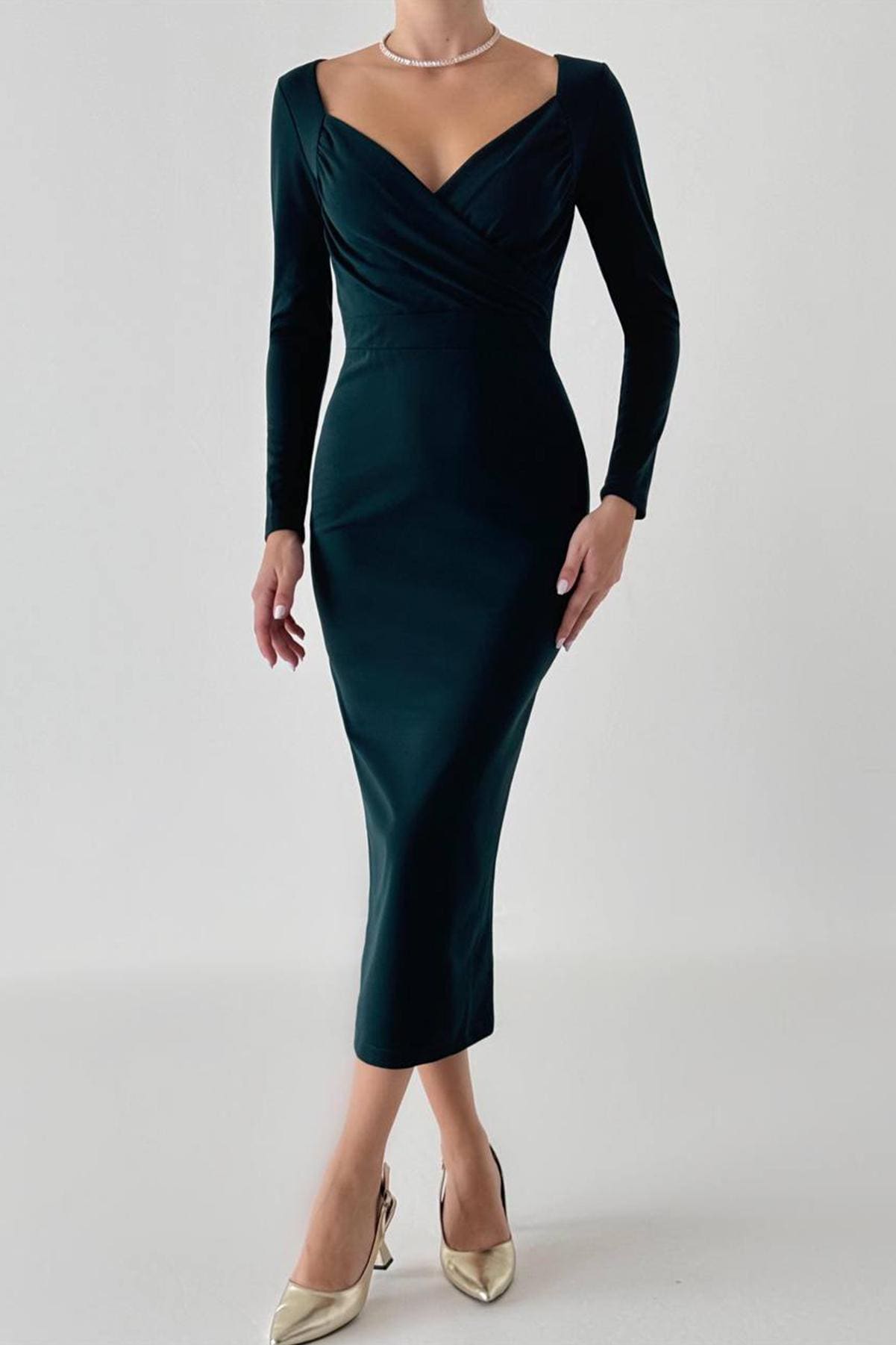emerald green pencil dress Vintage Chic for Topvintage Everly Pencil Dress in Emerald Green