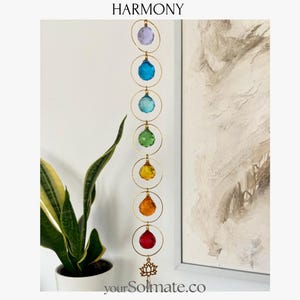 Chakra Crystal Suncatcher, Lotus Rainbow Maker, 7 Chakra Hanging Decor, Crystal Prism Window Ornament, Gift for Yoga Lover, Boho Home Decor