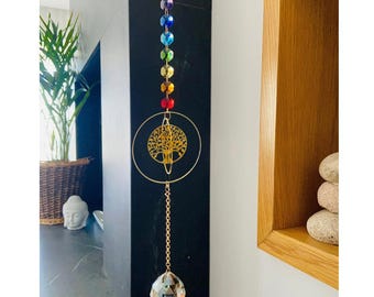 Acchiappasole in cristallo per l'equilibrio dei chakra: Albero della vita da appendere alla finestra