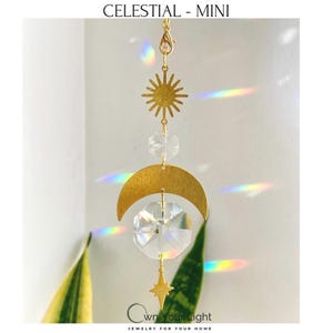 3 Ciondoli Sole Luna Stelle Per Auto - Decorazione Specchio Retrovisore, Con Gemme - Foto 4