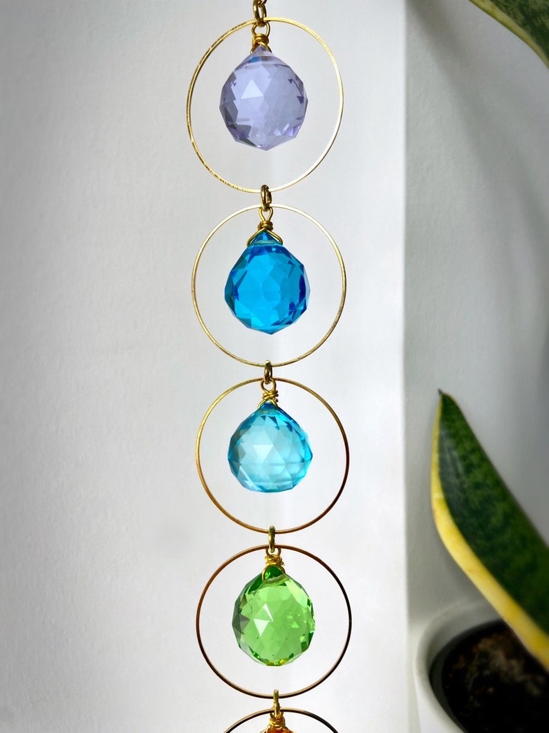 Chakra Crystal Suncatcher Pendant, Colourful Rainbow Maker Prisms, 7