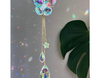 Acchiappasole di cristallo a forma di farfalla: decorazione per finestre con prisma arcobaleno