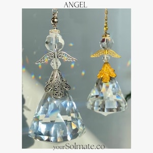 Big Angel Suncatcher, Rainbow Maker Window Hanging, Light Catcher Crystal Prism, Winged Pendant Guardian Angel Ornament, Gift for Mom