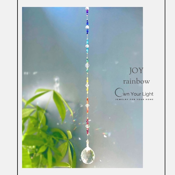 Chakra Colors Crystal Suncatcher Mobile, Large Rainbow maker Prism, Wall and Window Hanging Ornament, Yoga Studio Decor, Gift for Yoga Lover