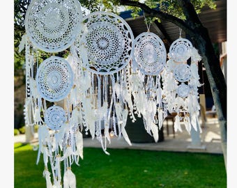 Acchiappasogni in cristallo, acchiappasole: arazzo da parete in macramè, arredamento boho per la casa