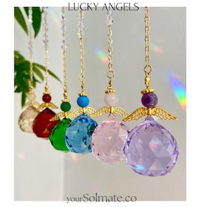 Angel Suncatcher Hanging Ornament, Crystal Angel Window Pendant, Angel Wings Sun Catcher Prism, Guardian Angel Home Decor, Housewarming Gift