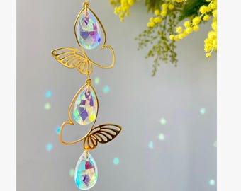 Ciondolo acchiappasole in cristallo a forma di farfalla per auto: decorazione per auto per ragazze
