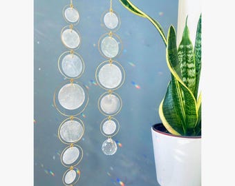 Acchiappasole Capiz Shell: creatore di arcobaleni di cristallo, decorazioni costiere