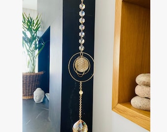 Prisma acchiappasole in cristallo Fiore della Vita: manifestazione dell'abbondanza • Decorazione in citrino