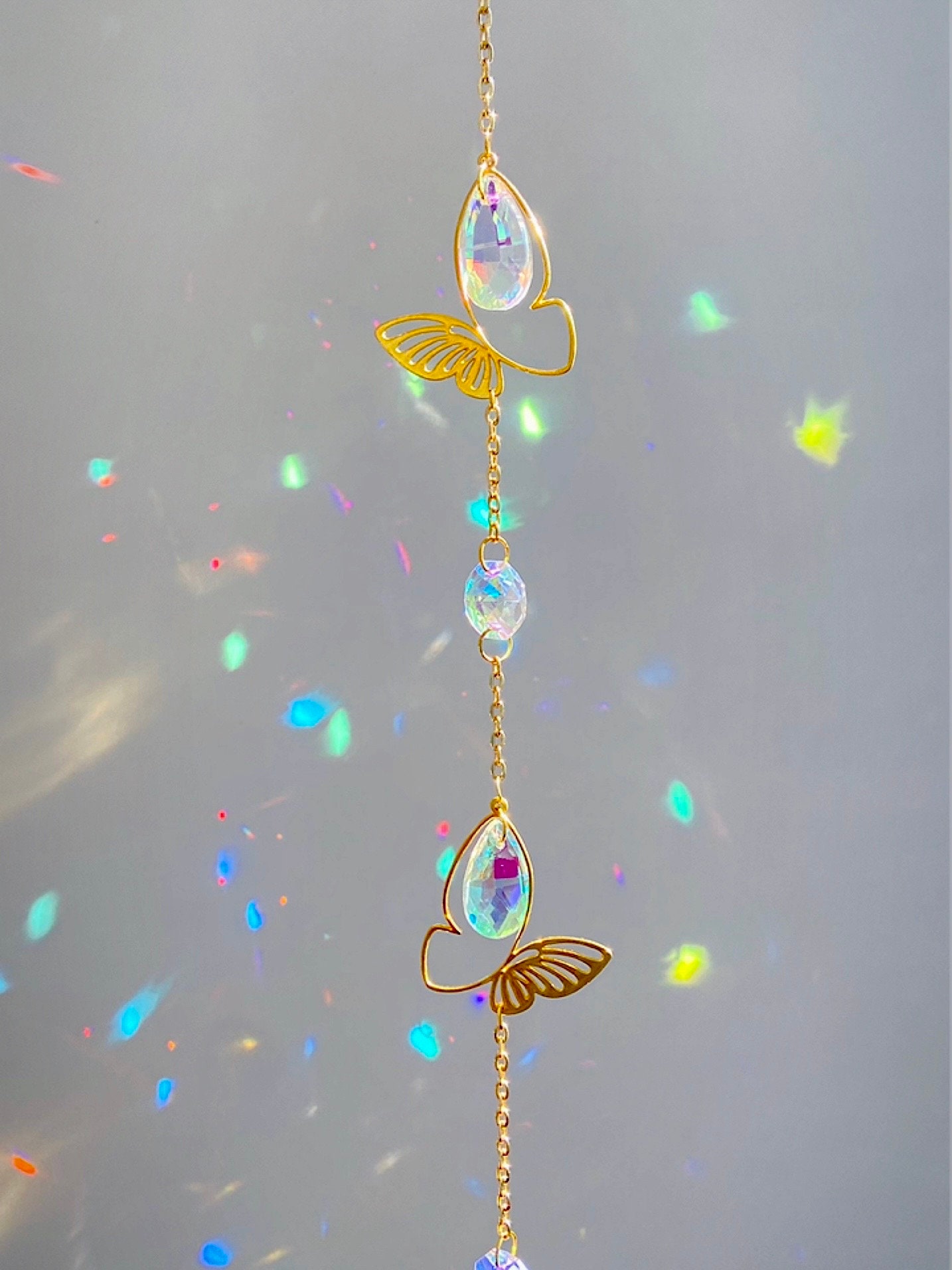 Schmetterling Suncatcher Mit Regenbogen-Kristallen – Fensterdekoration Mit Saugnapf, 15,2 Cm