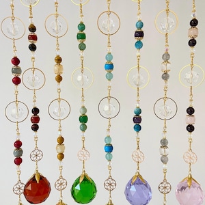 Gemstones Magic Suncatcher Set of 8, Rainbow Maker Prisms, Crystal Window Pendant Sun Catcher, Wall & Window Hanging Home Decor, Unique Gift