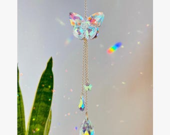 Butterfly Crystal Suncatcher: Rainbow Prism Window Decor