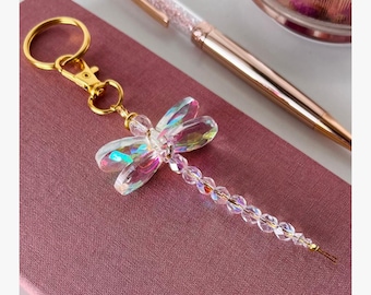 Portachiavi acchiappasole a forma di libellula di cristallo: accessorio prisma arcobaleno, portafortuna