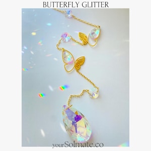 Butterfly Suncatcher Crystal Window Hanging Ornament, Butterfly Pendant Sun Catcher Rainbow Maker Prism, Spring Summer Decor, Gift for her