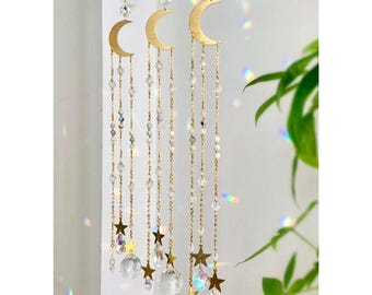 Acchiappasole lunare: Prisma di cristallo di amazzonite che crea arcobaleni