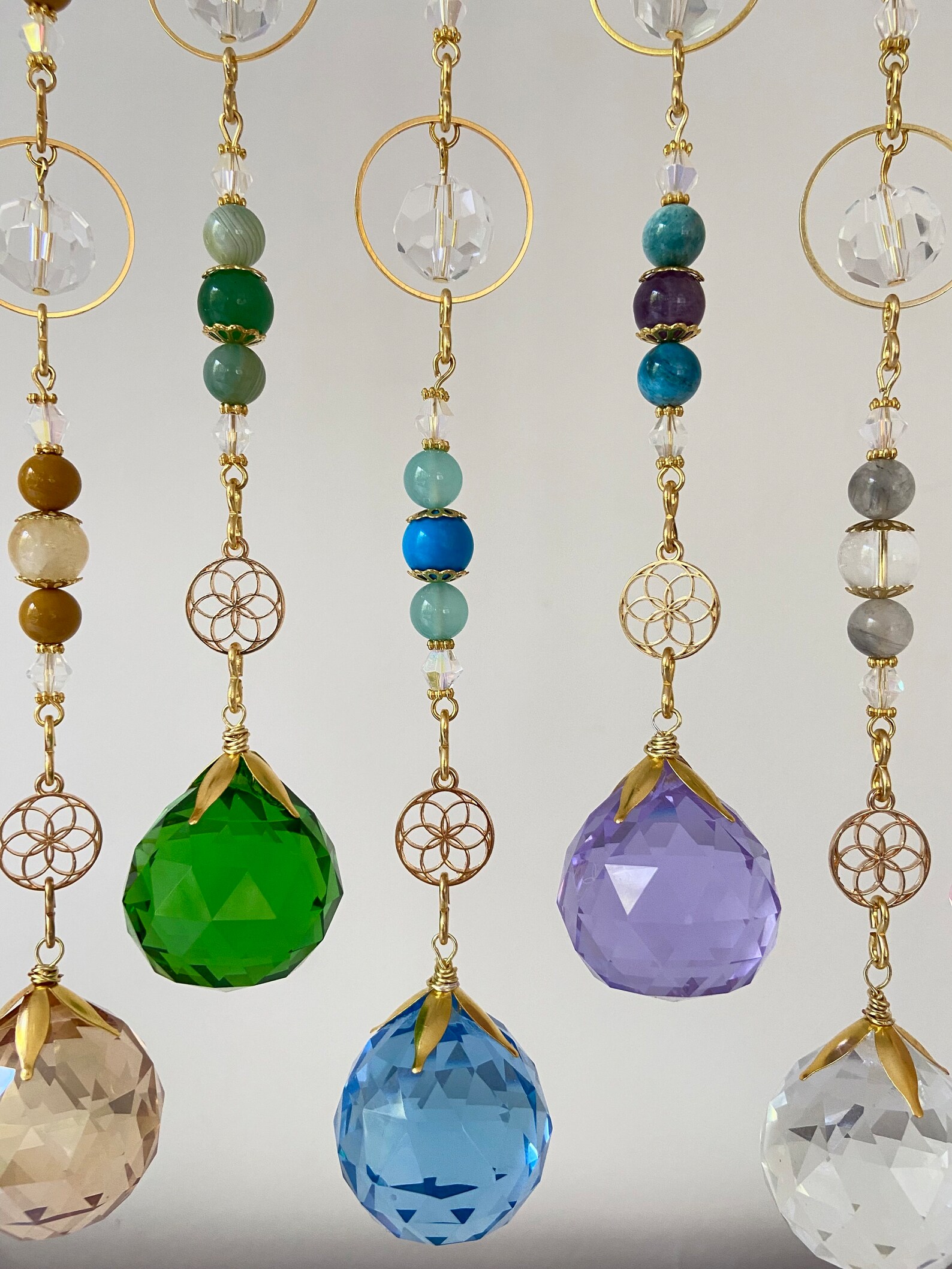 Gemstone Crystal Suncatcher Set: Rainbow Maker Window Decor - Etsy