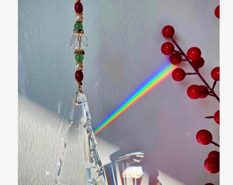 Acchiappasole in cristallo per albero di Natale • Decorazione natalizia Rainbow Maker per buona fortuna